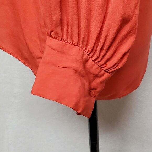 JOIE Ninarika Desert Rose Silk V-neck Hi-low Pleated Long Sleeve Blouse Small - Picture 7 of 12